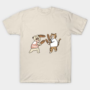 funny pug and cat making bread T-Shirt